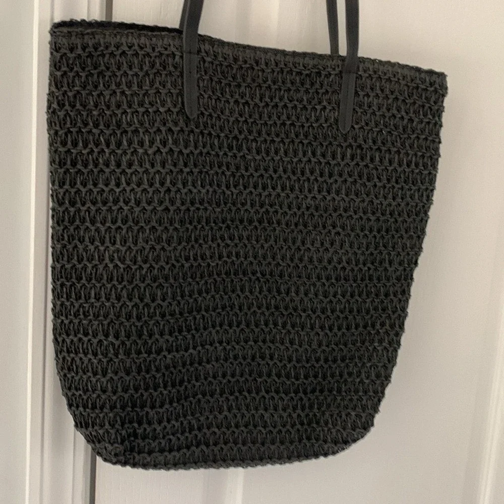 Crochet Hobo Tote Bag large‎   Black summer beach vacation travel